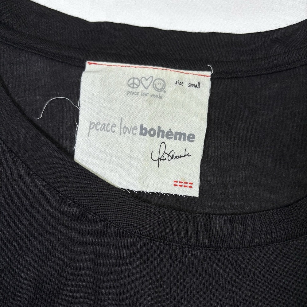 Peace Love World Boheme Asymmetrical Hem Black And White Long Sleeve Shirt Small - Picture 2 of 9